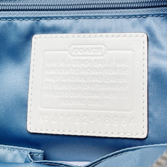 Coach Chelsea Inlaid Leather Charlie Tote Patchwork Gray Silver Blue Lining NEW - Picture 10 of 11